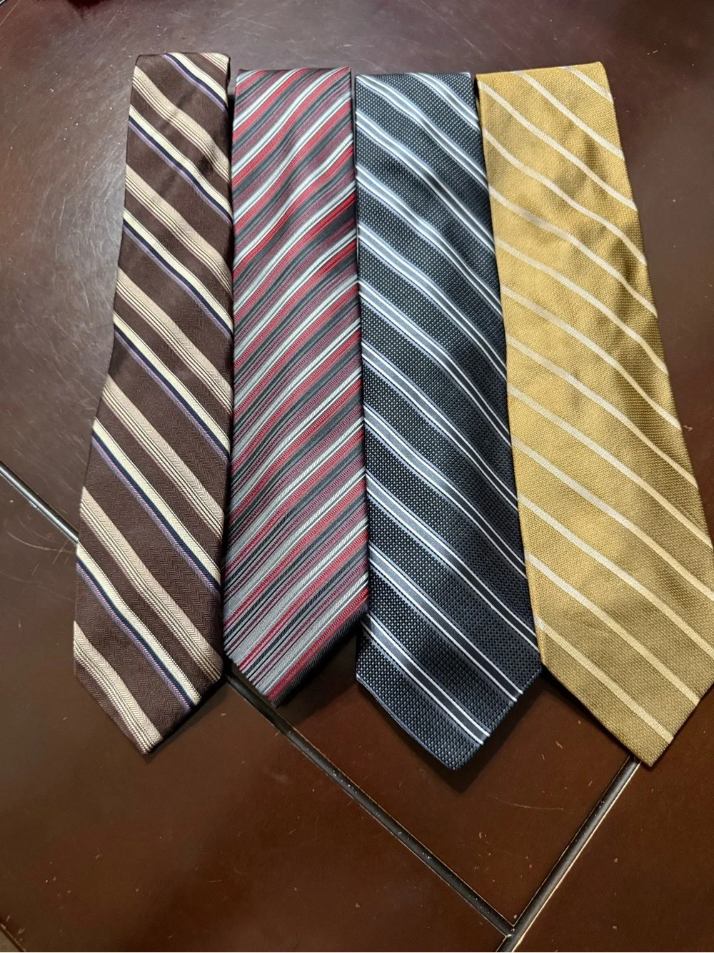 Van Heusen Men's Diagonal Stripe Tie Set - Brown, Red, Black, Mustard